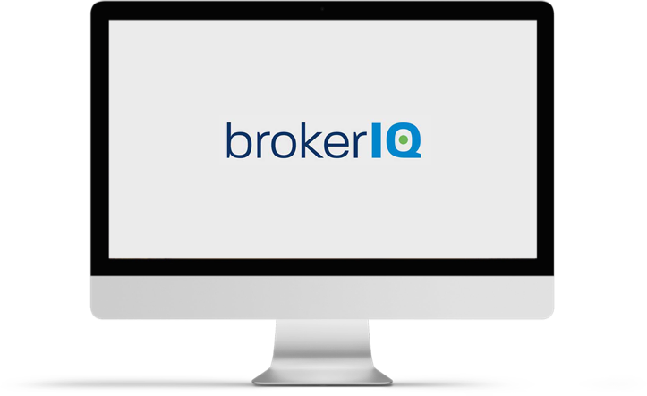 A monitor showing brokerIQ